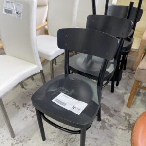 EX STAGING FURNITURE - BLACK TIMBER DINING CHAIR, SOLD AS IS