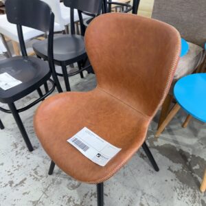 EX STAGING FURNITURE - BROWN PU DINING CHAIR, SOLD AS IS