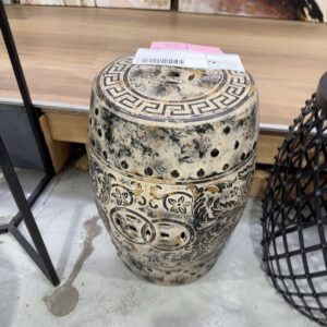 EX HIRE GOLD & BLACK DECORATIVE SIDE TABLE, SOLD AS IS