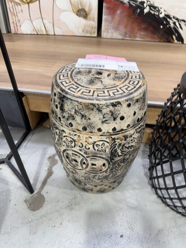 EX HIRE GOLD & BLACK DECORATIVE SIDE TABLE, SOLD AS IS