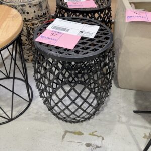 EX HIRE DECORATIVE METAL SIDE TABLE, SOLD AS IS