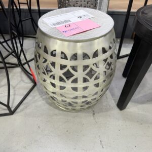 EX HIRE DECORATIVE METAL SIDE TABLE, SOLD AS IS