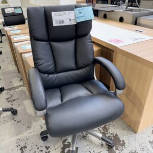 NEW HIGH BACK OFFICE CHAIR, BLACK PU, CHAIR HEIGHT ADJUSTABLE, CHAIR TILT WITH ADJUSTABLE TILT TENSION CONTROL, WEIGHT CAPACITY 150KG, RETAIL $249