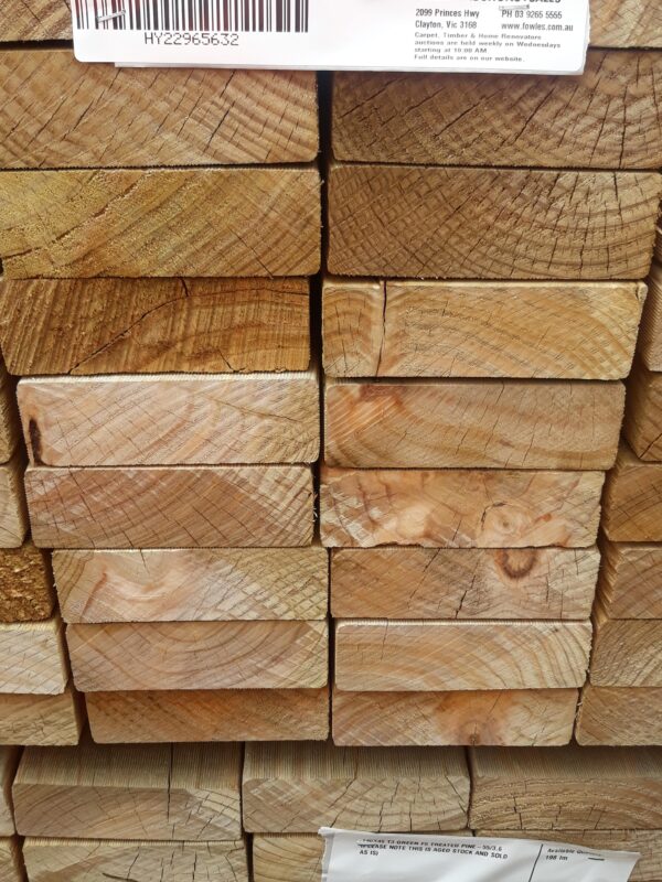 140X45 T3 GREEN F5 TREATED PINE-55/3.6 (PLEASE NOTE THIS IS AGED STOCK AND SOLD AS IS)