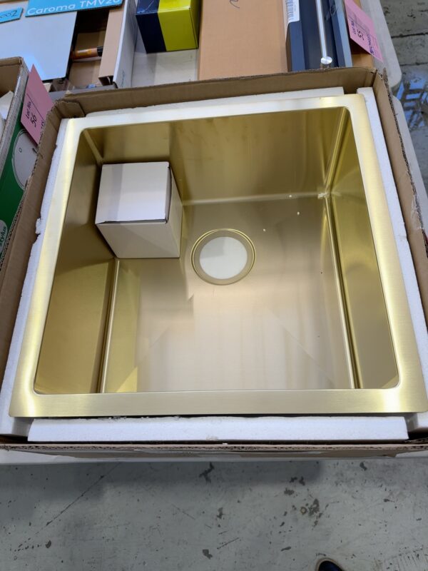 EX DISPLAY BRUSHED GOLD S/STEEL 450MM SINK