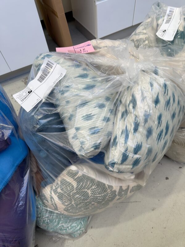 EX HIRE, BAG OF ASSORTED DESIGNER CUSHIONS, SOLD AS IS