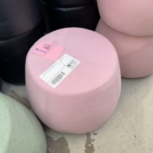 EX HIRE, PINK MATERIAL OTTOMAN, SOLD AS IS