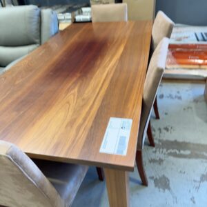 SECOND HAND TIMBER DINING TABLE WITH 4 CHAIRS, SOLD AS IS