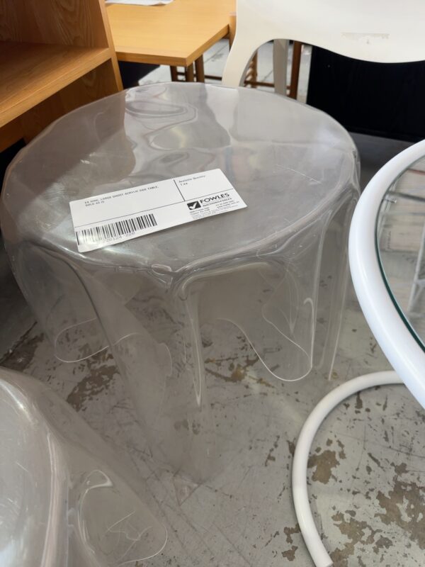 EX HIRE, LARGE GHOST ACRYLIC SIDE TABLE, SOLD AS IS
