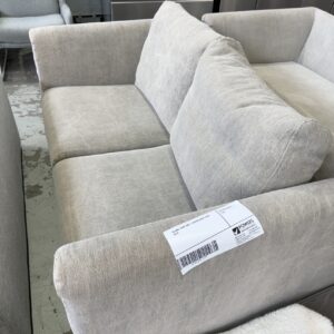 EX HIRE, LIGHT GREY 2 SEATER COUCH, SOLD AS IS