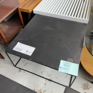 EX HIRE BLACK SQUARE METAL COFFEE TABLE, SOLD AS IS