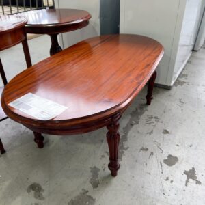 SECONDHAND - ANTIQUE STYLE SOLID OVAL COFFEE TABLE, SOLD AS IS