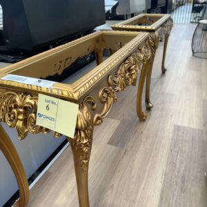 NEW REPRODUCTION FRENCH ANTIQUE GOLD HALL TABLE FRAME, NO TOP, SOLD AS IS