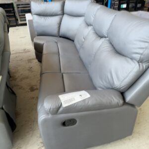 NEW HESTON GREY PU MODULAR CORNER LOUNGE SUITE, PART OF SUITE ONLY, CORNER AND 2 SEAT LEFT HAND SIDE ONLY *SOLD AS IS*
