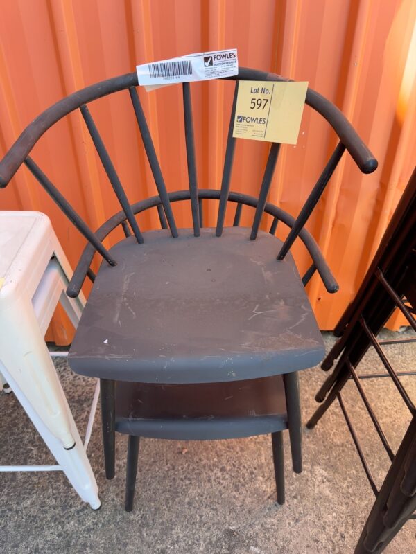 EX STAGING FURNITURE - DAMAGED - SOLD AS IS, BLACK METAL CHAIR