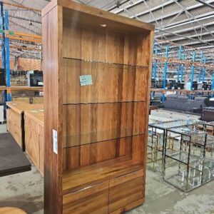 EX DISPLAY ATLAS BLACKWOOD BOOKSHELF 1100MM X 400MM X 2100MM RRP$2400 **SOME SCRATCHES, SOLD AS IS**