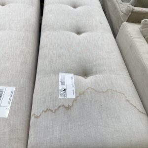 EX STAGING FURNITURE - CREAM RECTANGLE OTTOMANS, SOME WATER MARKS, SOLD AS IS