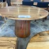 EX DISPLAY JINDALEE MARRI ROUND 1200MM DINING TABLE WITH TAPERED PEDESTAL BASE RRP$2399 SOLD AS IS, SOME MARKS