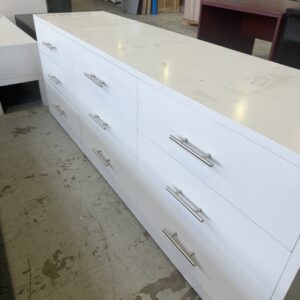 EX STAGING FURNITURE - WHITE CHEST OF DRAWERS,SOLD AS IS
