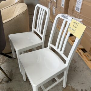 EX STAGING FURNITURE - METAL WHITE CHAIRS, SOLD AS IS