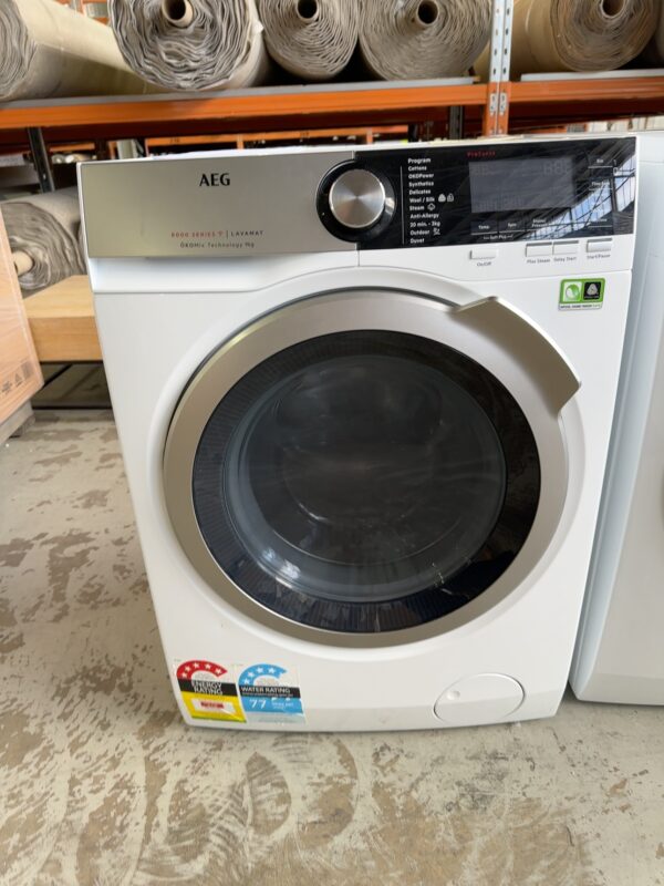 AEG LF8C9412AC 9KG 8000 SERIES FRONT LOAD WASHING MACHINE WITH OKOMIX TECHNOLOGY, PROSENSE, PROSTEAM, 1400RPM SPIN, WOOLMARK GREEN ACCREDITED, WIFI CONNECTIVITY RRP$2099 12 MONTH WARRANTY