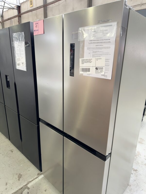 WESTINGHOUSE WQE4900AA S/STEEL QUAD DOOR FRIDGE, 496 LITRE, FULL WIDTH CRISPERS, INVERTER COMPRESSOR, FULLY ADJUSTABLE INTERIOR, WITH 12 MONTH WARRANTY