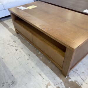 EX DISPLAY MADDISON ASH NATURAL COFFEE TABLE, 2 DRAWERS, SOLD AS IS