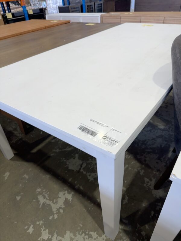 EX DISPLAY SUMMER DINING TABLE 2400MM X 1200MM WHITE HARDWOOD, SOLD AS IS