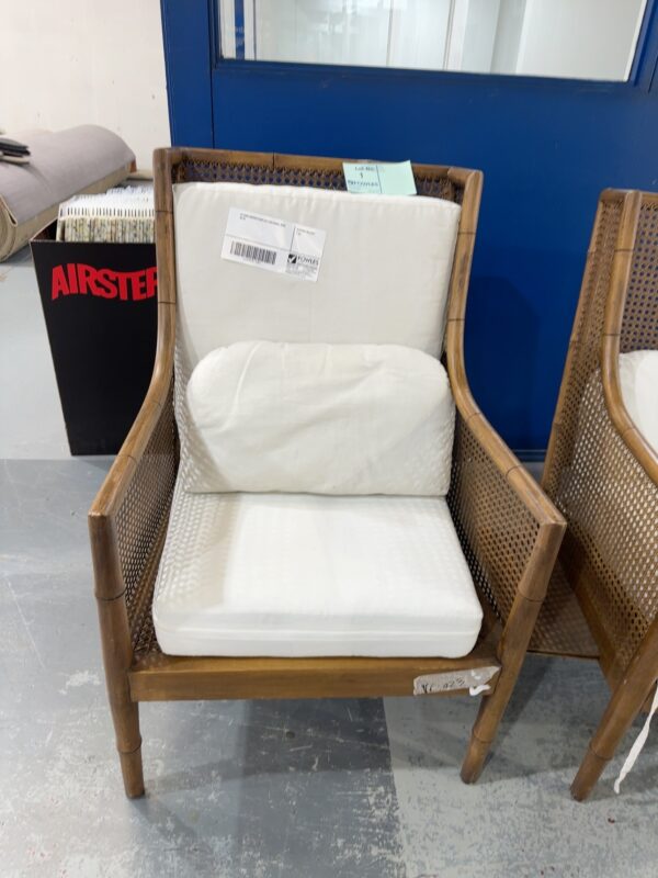 EX HIRE BROWN CANE RATTAN CHAIR, SOLD AS IS