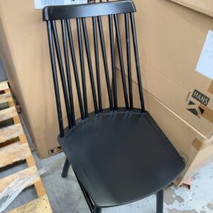 NEW BLACK TIMBER CHAIR , SOLD AS IS