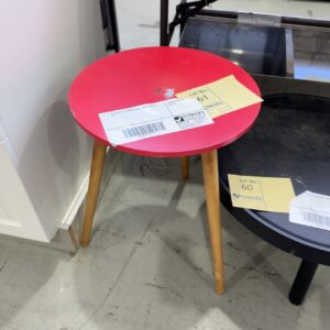 EX HIRE RED LAMINATE SIDE TABLE, SOLD AS IS