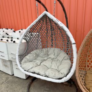 NEW LARGE GREY EGG CHAIR WITH POLE, BASE AND CUSHION