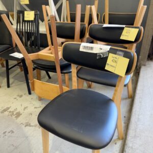 EX DISPLAY COWEN BLACK LEATHER & MESSMATE TIMBER DINING CHAIR SOLD AS IS