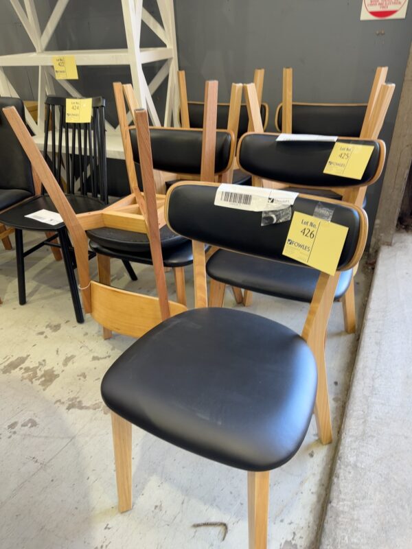 EX DISPLAY COWEN BLACK LEATHER & MESSMATE TIMBER DINING CHAIR SOLD AS IS