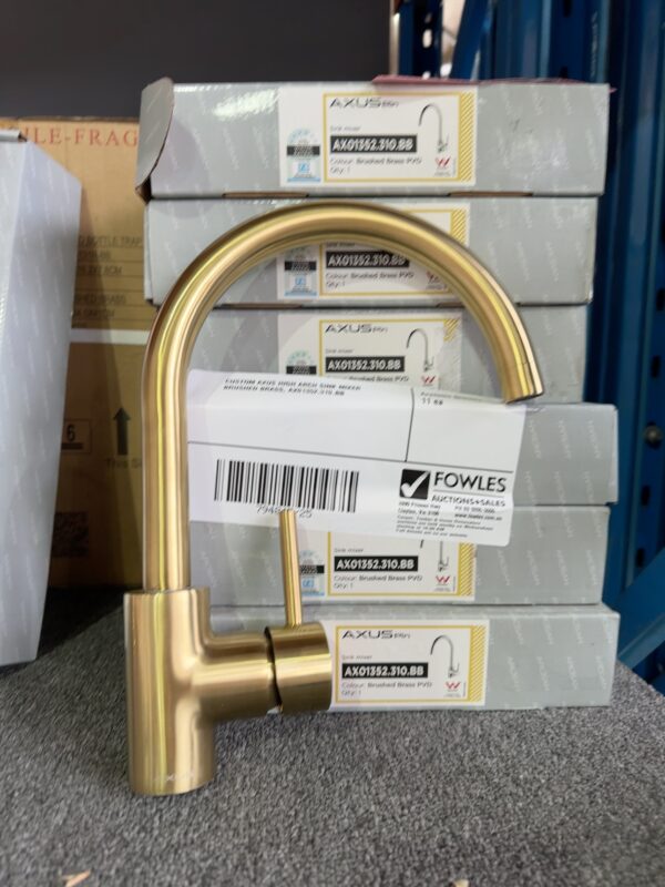 CUSTOM AXUS HIGH ARCH SINK MIXER BRUSHED BRASS, AX01352.310.BB