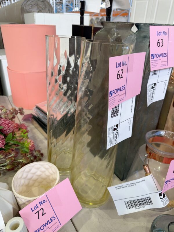 EX STAGING  -TALL GLASS VASE, SOLD AS IS