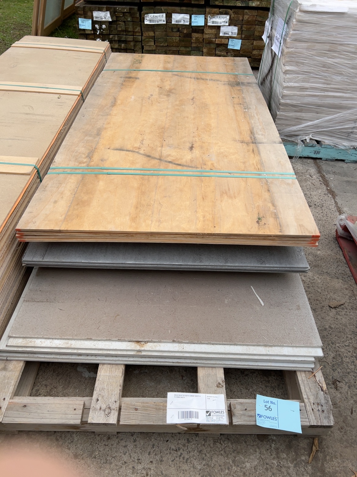 MIXED PALLET OF ASST'D CEMENT SHEETS & PLYWOOD SHEETS - Fowles Auction ...