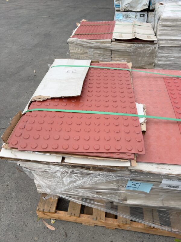 PALLET OF 600X900MM RED POLYMER INTEGRATED HAZARD TACTILE INDICATOR PADS
