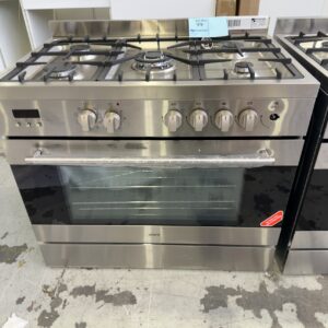EX DISPLAY EURO 900MM FREESTANDING OVEN, EV900DPSX, DUAL FUEL, 9 COOKING FUNCTION,S, 5 BURNER GAS COOKTOP, ELECTRIC OVEN,  3 MONTH WARRANTY