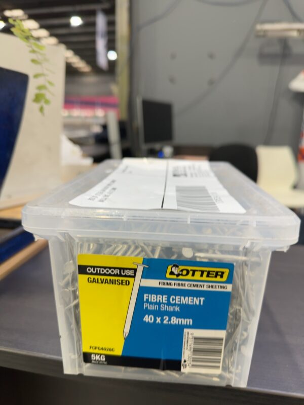 BOX OF OTTER OUTDOOR FIBRE CEMENT NAILS, 5KG, 40 X 2.8MM