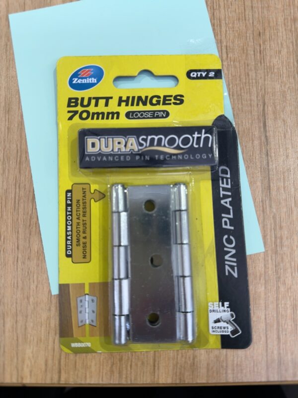 NEW ZENITH BLISTER PACK QTY OF 2 - BUTT HINGE LOOSE PIN 70MM