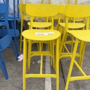EX HIRE - YELLOW ACRYLIC BARSTOOLS, SOLD AS IS