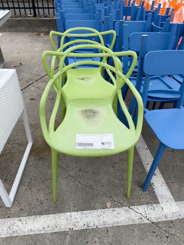 EX HIRE - GREEN ACRYLIC CHAIR, SOLD AS IS