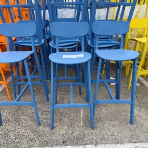 EX HIRE - BLUE ACRYLIC BARSTOOLS, SOLD AS IS