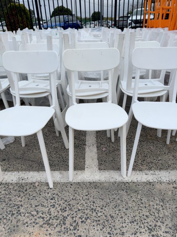 EX HIRE - WHITE ACRYLIC CHAIRS, SOLD AS IS