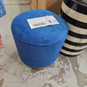 EX STAGING - BLUE OTTOMAN, SOLD AS IS