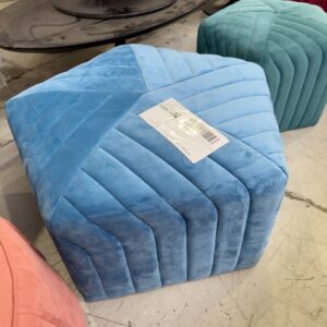 EX STAGING - BLUE OTTOMAN, SOLD AS IS