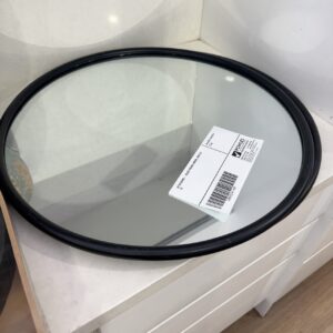 EX STAGING - BLACK ROUND MIROR, SOLD AS IS