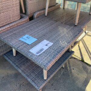 EX HIRE -GREY RATTAN COFFEE TABLE SOLD AS IS