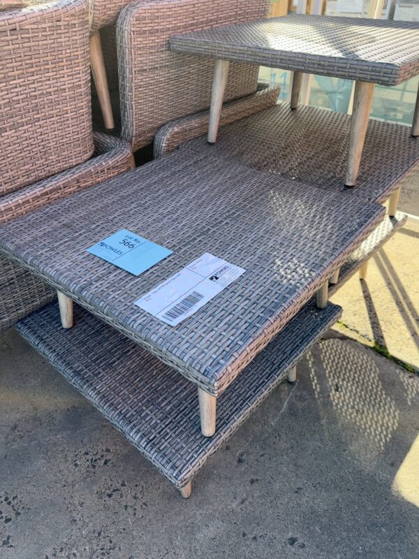 EX HIRE -GREY RATTAN COFFEE TABLE SOLD AS IS